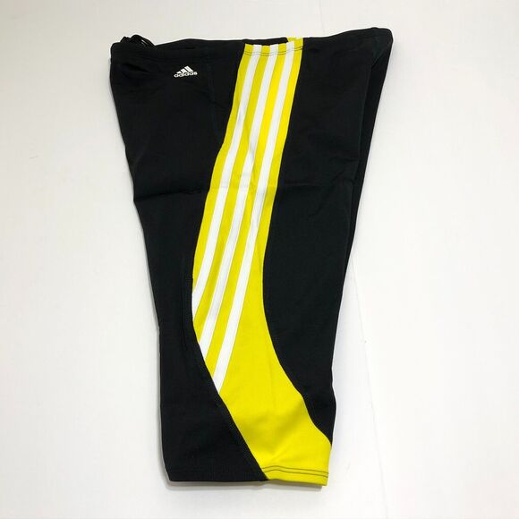 Adidas Solid Splice Infinitex + Swim Jammer Yellow 3 Stripes Mens 38 - Picture 6 of 9